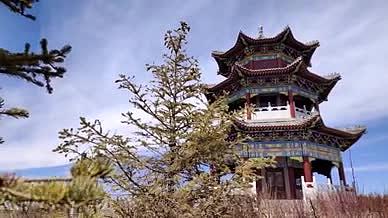 4k实拍巧夺天工的中国风古建筑凉亭视频的预览图